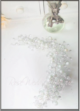 Булчинска украса за коса с перли и кристали White Branch